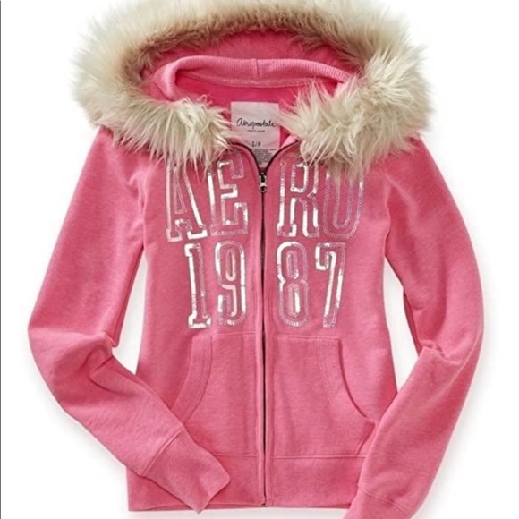 Aeropostale Womens Sequined 97 Hooded Hoodie Sweatshirt